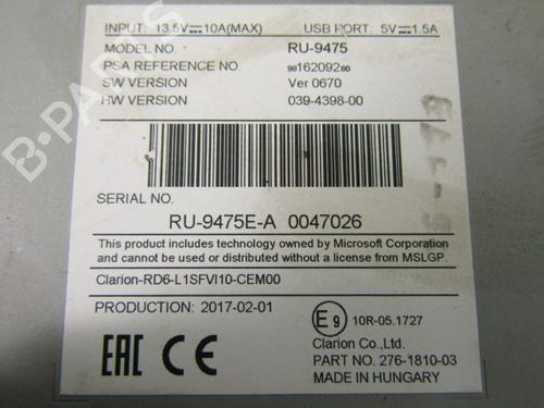 Radio CITROËN C3 / C3 ORIGIN III (SX) 1.6 BlueHDi 100 | BP11047375E6 