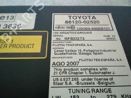 Radio TOYOTA AURIS (_E15_)  | BP6539361E6 