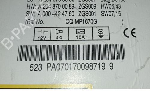 Radio MERCEDES-BENZ C-CLASS (W204) C 220 CDI (204.008) | BP29159352E6 