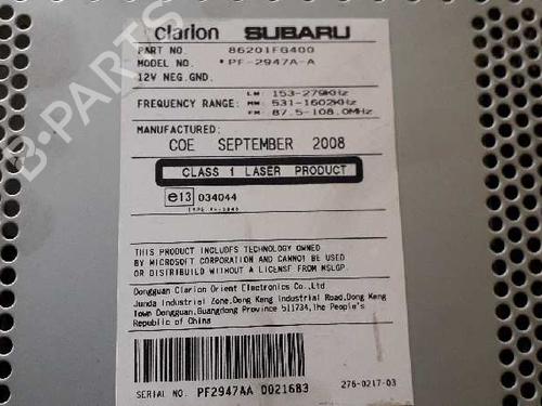 Radio SUBARU IMPREZA Hatchback (GR, GH, G3) 2.0 R AWD (GH7) | BP2522052E6 