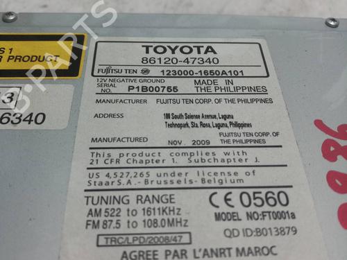 Radio TOYOTA PRIUS (_W3_) 1.8 Hybrid (ZVW3_) | BP6996342E6 