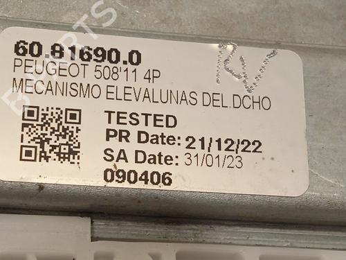 Front right window mechanism PEUGEOT 508 SW I (8E_) 2.0 HDi | BP25909836C23
