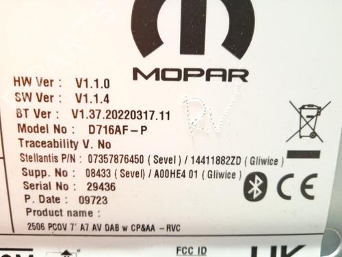 Radio OPEL MOVANO C Van (U9) 2.2 D | BP26209119E6 