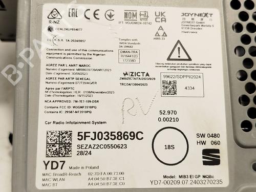 Display monitor SEAT ARONA (KJ7, KJP) 1.0 TSI | BP25596040C48 