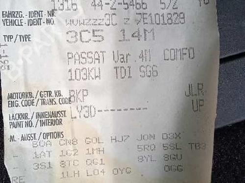 Left tailgate light VW PASSAT B6 Variant (3C5) 2.0 TDI 16V | BP8352177C79 