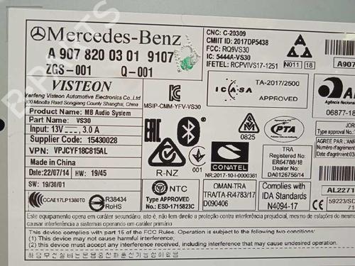 Radio MERCEDES-BENZ SPRINTER 4-t Van (B907, B910) 419 CDI RWD (907.643, 907.645, 907.647) | BP26207835E6 
