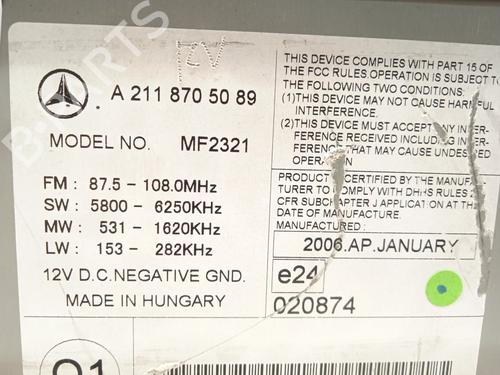 Radio MERCEDES-BENZ E-CLASS (W211) E 280 CDI (211.020) | BP28100836E6 