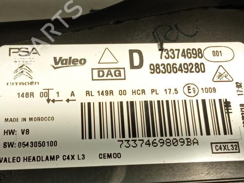 Right headlight CITROËN C4 III (BA_, BB_, BC_) | BP20481083C29