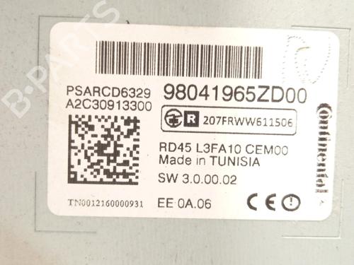 Radio CITROËN C-ELYSEE (DD_) 1.6 VTi 115 (DDNFP0, DDNFP6, DDNFP9) | BP28189234E6 