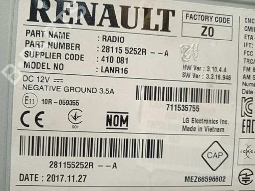 Radio RENAULT MEGANE IV Hatchback (B9A/M/N_)  | BP7792124E6 