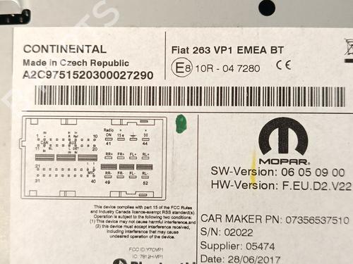 Radio FIAT DOBLO Cargo (263_) 1.3 D Multijet (263ZXT1A, 263WXT1A, 263ZYA1A, 263WYA1A) | BP37068456E6 - Image 6