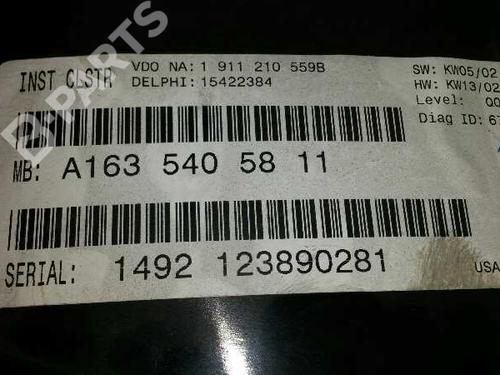 Instrument cluster MERCEDES-BENZ M-CLASS (W163) ML 270 CDI (163.113) | BP1314471C47 
