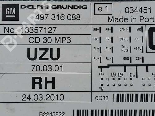 Radio OPEL CORSA D (S07) 1.3 CDTI (L08, L68) | BP2007883E6 