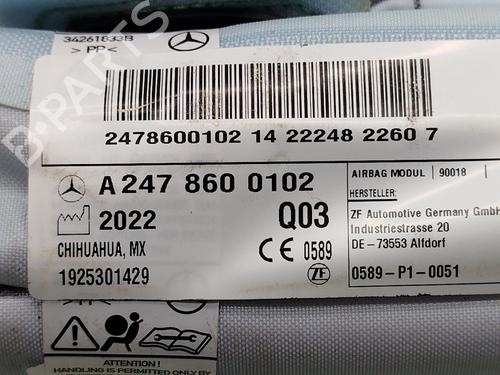 Right curtain airbag MERCEDES-BENZ GLB (X247) GLB 200 d 4-matic (247.613) | BP29280433C12 