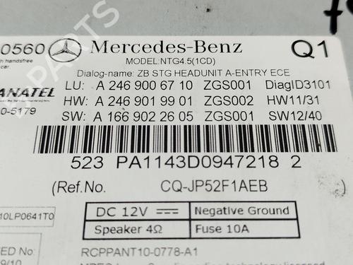 Radio MERCEDES-BENZ B-CLASS Sports Tourer (W246, W242) B 200 CDI (246.201) | BP22604469E6 