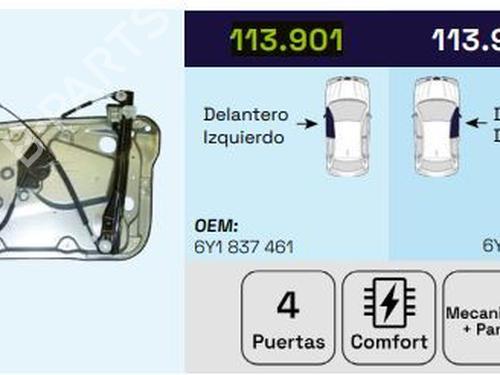 Front left window mechanism SKODA FABIA I (6Y2) 1.4 16V | BP21685014C22 
