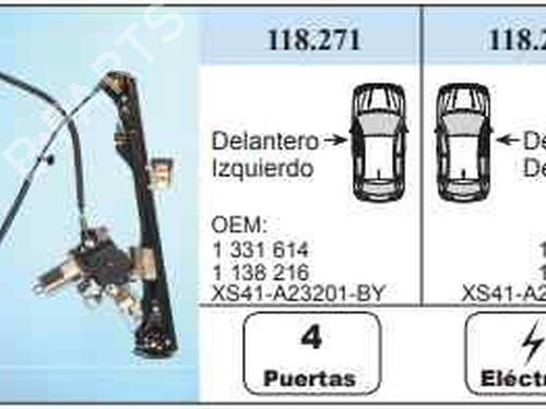 Rudehejsemekanisme Højre foran FORD FOCUS I (DAW, DBW) [1998-2009]  6810690