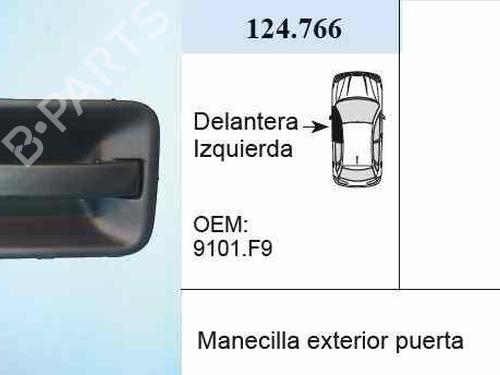 Used Front left exterior door handle CITROËN JUMPY I (U6U_) 2.0 HDi 95 (94 hp) 2598577