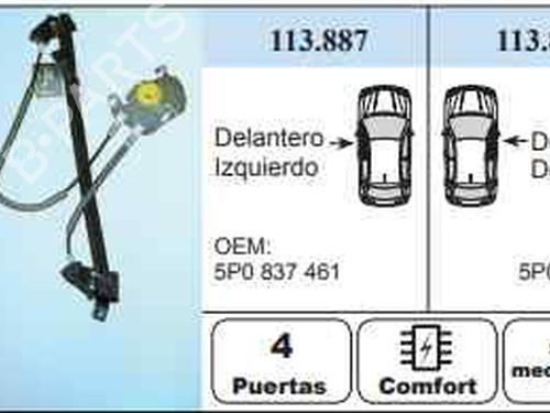 Rudehejsemekanisme ventre foran SEAT ALTEA (5P1) 1.6 (102 hp) 6061118