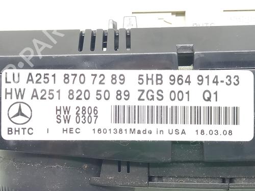 Climate control MERCEDES-BENZ R-CLASS (W251, V251) R 350 CDI 4-matic (251.124, 251.125) | BP17322229I5 