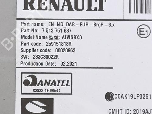Radio RENAULT CLIO V (B7_) 1.6 E-TECH 145 (B7MU) | BP22981792E6 