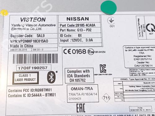 Radio NISSAN QASHQAI II SUV (J11, J11_) 1.2 DIG-T | BP16766176E6 
