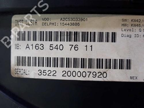 Instrument cluster MERCEDES-BENZ M-CLASS (W163)  | BP6692589C47 
