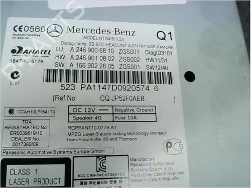 Radio MERCEDES-BENZ B-CLASS Sports Tourer (W246, W242) B 200 CDI (246.201) | BP14979119E6 