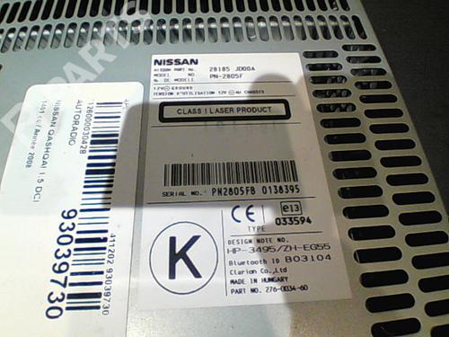 Radio NISSAN QASHQAI / QASHQAI +2 I (J10, NJ10, JJ10E) 1.5 dCi | BP10762813E6 
