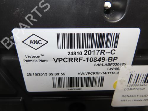 Used Instrument cluster RENAULT CLIO IV (BH_) 1.5 dCi 75 (75 hp) 25905771