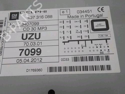 Used Radio Radio OPEL CORSA D (S07) 1.2 (L08, L68) (86 hp) 19669354 19669354