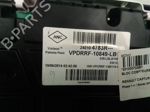 Used Instrument cluster Instrument cluster RENAULT CAPTUR I (J5_, H5_) 1.5 dCi 90 (J5N4, J5M5, J5MW, J5M6, J5AL, J5AJ) (90 hp) 15753107 15753107