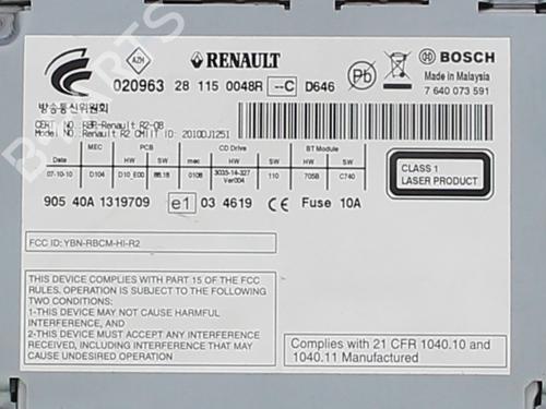 Autoradio RENAULT LATITUDE (L70_) 2.0 dCi 175 (L70Y, L734) (173 hp) 31865675