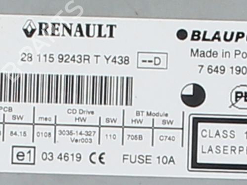 Used Radio Radio RENAULT GRAND SCÉNIC III (JZ0/1_) 2.0 dCi (JZ0Y, JZ26) (150 hp) 39660207 39660207