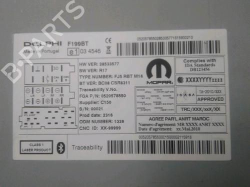 Used Radio Radio FIAT PUNTO (199_) 1.2 (199AXZ1A, 199BXZ1A) (69 hp) 27095478 27095478