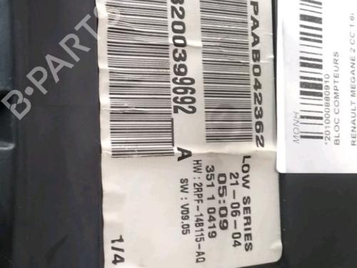 Used Instrument cluster RENAULT MEGANE II Coupé-Cabriolet (EM0/1_) 1.6 (113 hp) 13080208