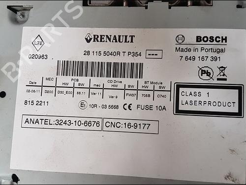 Used Radio RENAULT SCÉNIC III (JZ0/1_) 1.6 dCi (JZ00, JZ12) (130 hp) 15100159