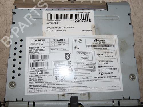 Radio DACIA SANDERO II 1.0 SCe 75 (B8JC, B8JD, B8NC) | BP22751332E6 