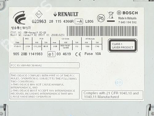 Radio RENAULT KOLEOS I (HY_) 2.0 dCi 4x4 (HY0K) | BP37729871E6 - Image 10