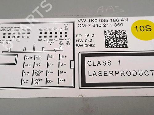 Radio VW GOLF VI (5K1) 1.6 TDI | BP30064048E6 