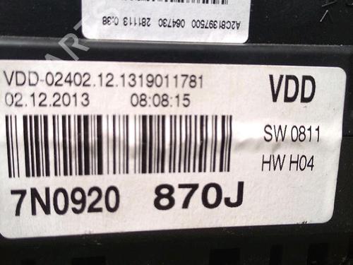 Instrument cluster VW SHARAN (7N1, 7N2) 2.0 TDI | BP29951173C47