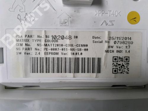 Instrument cluster PEUGEOT 208 I (CA_, CC_) 1.6 BlueHDi 120 | BP11405072C47 