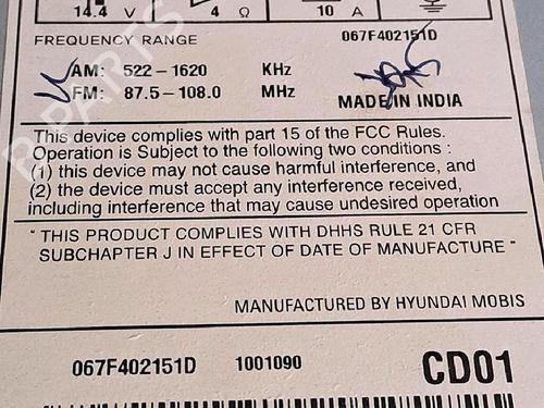 Radio HYUNDAI i20 II (GB, IB) 1.2 | BP30063411E6 
