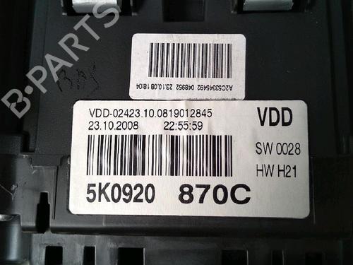 Instrument cluster VW GOLF VI (5K1) 2.0 TDI | BP30070599C47