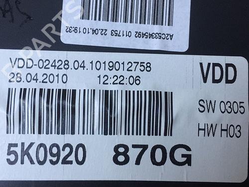 Instrument cluster VW GOLF VI (5K1) 1.6 TDI | BP30070449C47  - Image 8