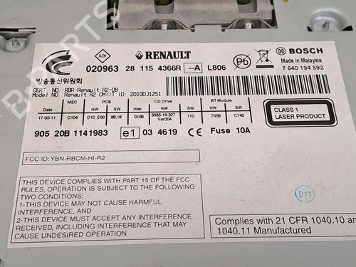 Radio RENAULT KOLEOS I (HY_) 2.0 dCi 4x4 (HY0K) | BP37729871E6 - Image 4
