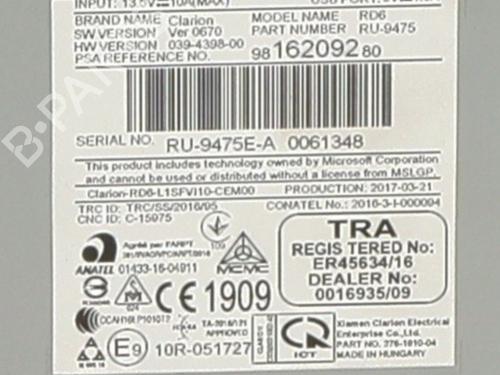 Radio CITROËN C3 III (SX) 1.6 BlueHDi 75 | BP38628663E6 - Image 3