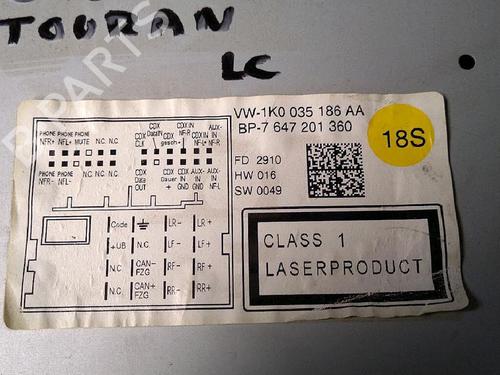 Radio VW TOURAN (1T3) 1.6 TDI | BP30071556E6 