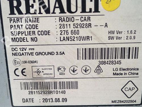 Auto-radio RENAULT CLIO IV (BH_) 1.5 dCi 75 (75 hp) 29949044