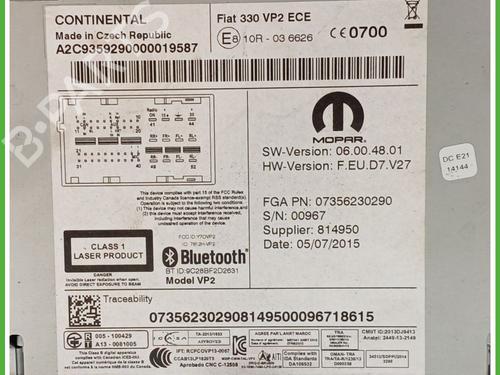 Radio FIAT 500L (351_, 352_) 1.4 (199LYB1B) | BP18711594E6 